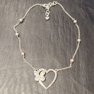 Brighton Silver Heart with Butterly Necklace